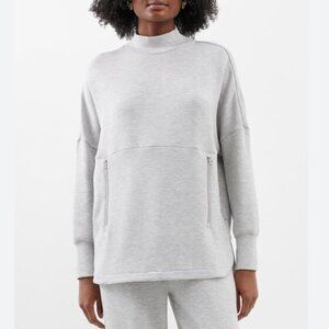 Varley Bay HighNeck Jersey Sweatshirt with Zipper Details - Gray Sz M